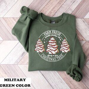 Farm Fresh Christmas Tree Cakes Christmas Cake Sweatshirt Christmas Tree Farm 24